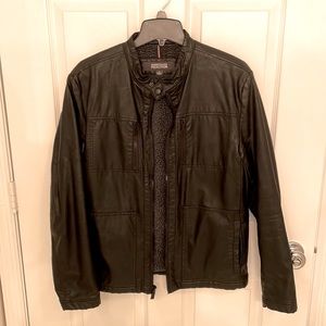 Kennth Cole Black Leather Moto Jacket